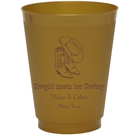 Western Boots & Cowboy Hat Colored Shatterproof Cups